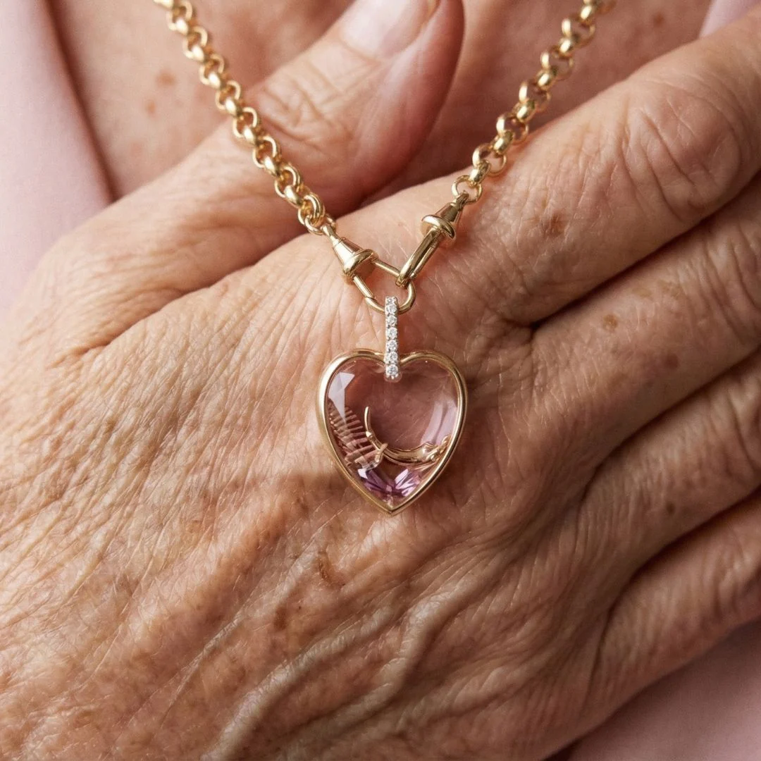 HEART CRYSTAL LOCKET NECKLACE - Image 3