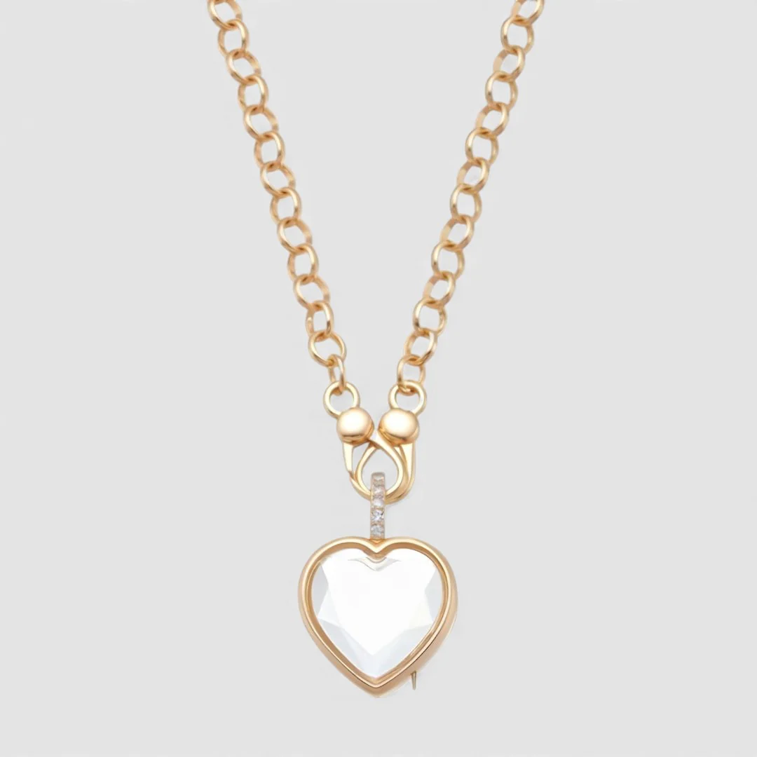 HEART CRYSTAL LOCKET NECKLACE - Image 4