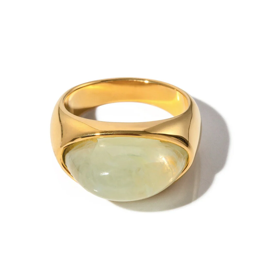 NATURAL GREEN STONE RING - Image 5