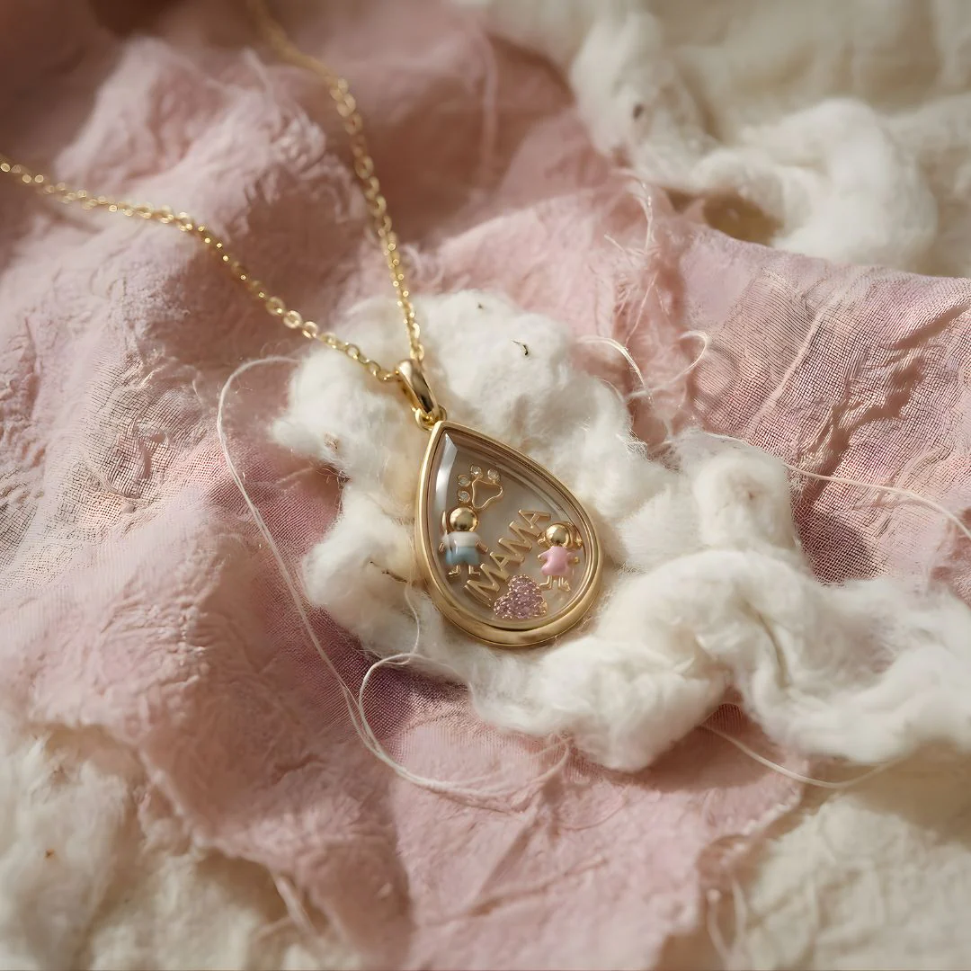 OCEAN HEART TEARDROP LOCKET NECKLACE - Image 3