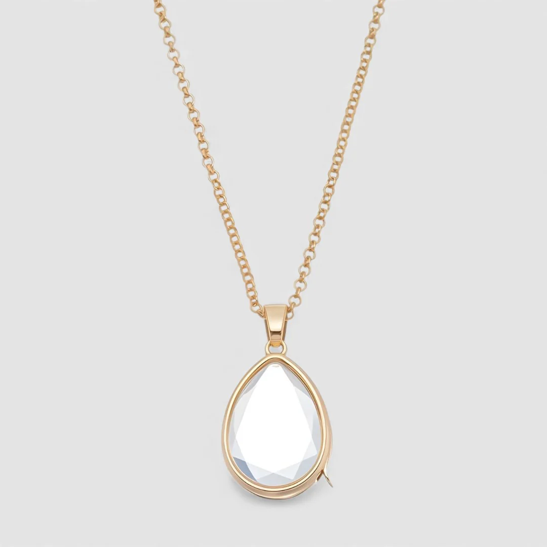 OCEAN HEART TEARDROP LOCKET NECKLACE - Image 4