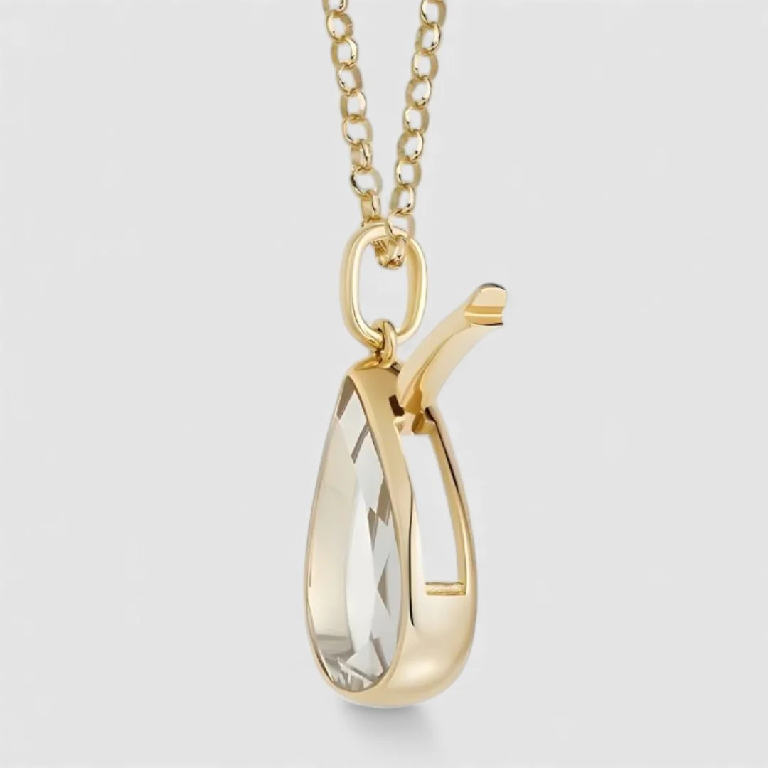 OCEAN HEART TEARDROP LOCKET NECKLACE - Image 5
